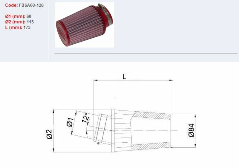 BMC Air Filter Tapered Ø60mm - FBSA60-128
