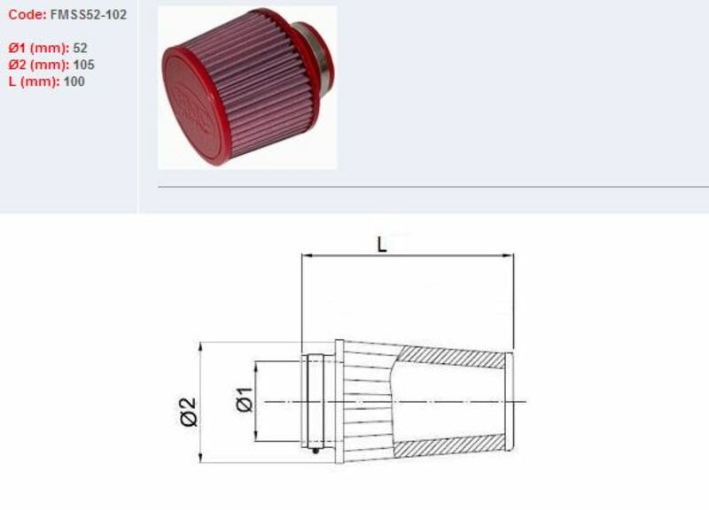 BMC Air Filter Tapered Ø52mm - SS52-102