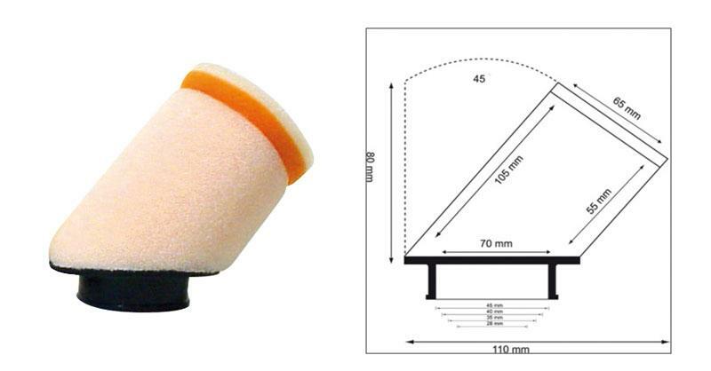TWIN AIR Air Filter Cilindrical 45° Ø35mm - 158978