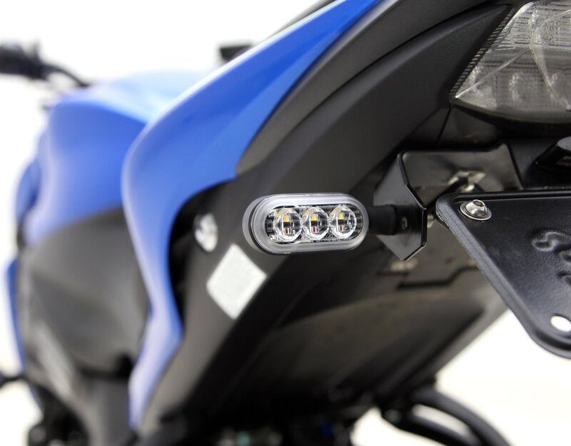 DENALI T3 Switchback M8 LED 3in1 Indicator Taillight Combination Body Black / Lens Clear (Pair), Rear