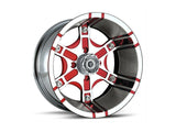 Komplett hjulsats Honda 14" – MSA WHEELS M8 Platoon Utility Rim Aluminum Silver/Red 14x7 + Duro Däck Di2037