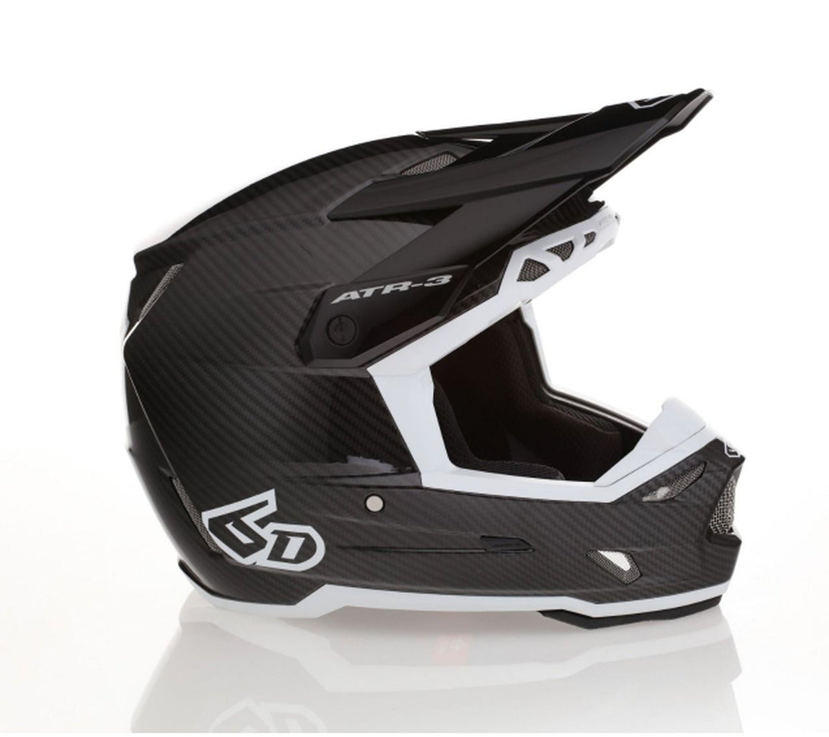 6D Helmet ATR-3 Solid Gloss Black White FIM, S