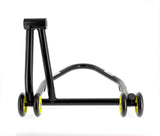 BIHR Home Track Right Single Arm Paddock Stand Matt Black Yellow Wheels