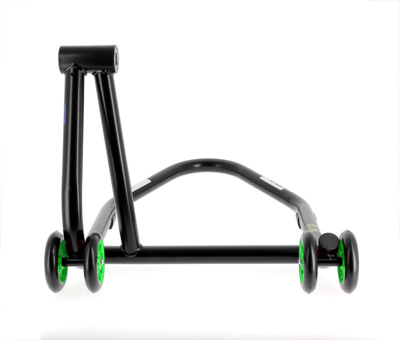 BIHR Home Track Right Single Arm Paddock Stand Matt Black Green Wheels