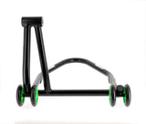 BIHR Home Track Right Single Arm Paddock Stand Matt Black Green Wheels