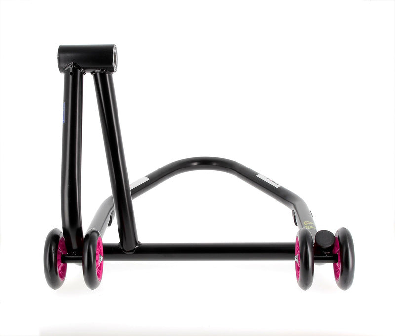 BIHR Home Track Right Single Arm Paddock Stand Matt Black Pink Wheels