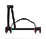 BIHR Home Track Right Single Arm Paddock Stand Matt Black Pink Wheels