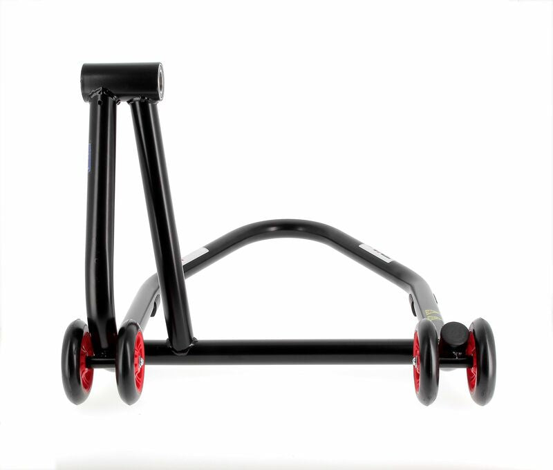 BIHR Home Track Right Single Arm Paddock Stand Matt Black Red Wheels