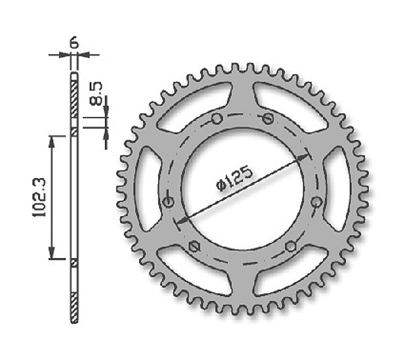 Forte Bakdrev 53 t. (420) Ø105mm Röd Alu. Aprilia / Derbi / Drac / Rieju