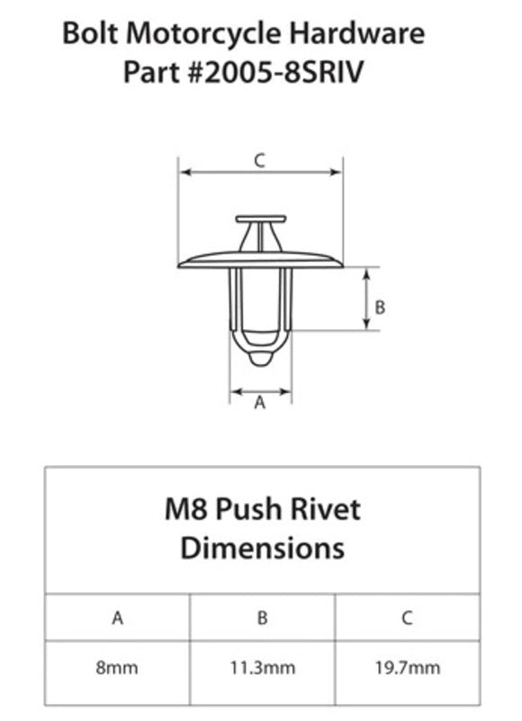 BOLT M8 XL Nylon Rivet 10 pieces