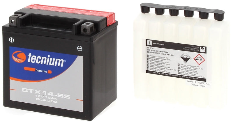 TECNIUM Battery Maintenance Free with Acid Pack - BTX14-BS