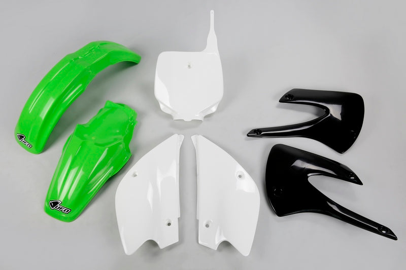 UFO Restyled Plastic Kit OEM Color (2010) Green/White Kawasaki KX85