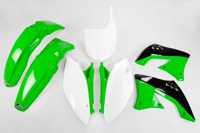 UFO Plastic Kit OEM Color Green/Black/White Kawasaki KX450F