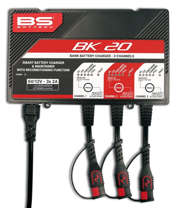 BS BATTERY BK20 Smart Battery Charger -6V/12V 3x2A