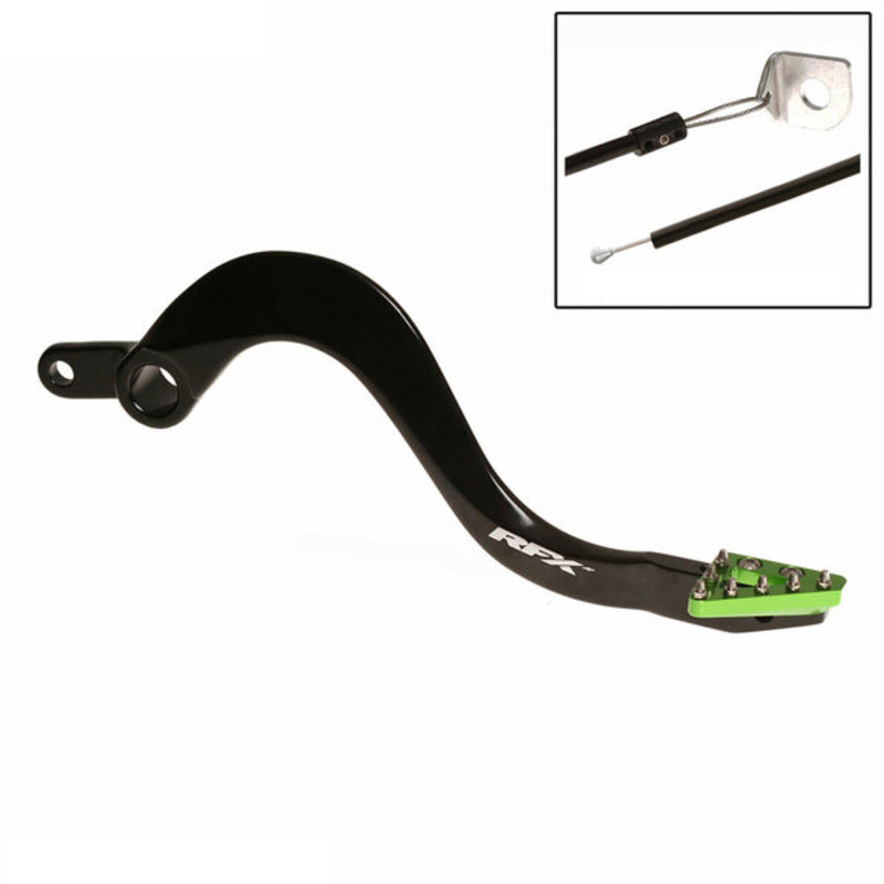 RFX Pro Series Solid-Tip Rear Brake Lever - Hard Anodised Black/green
