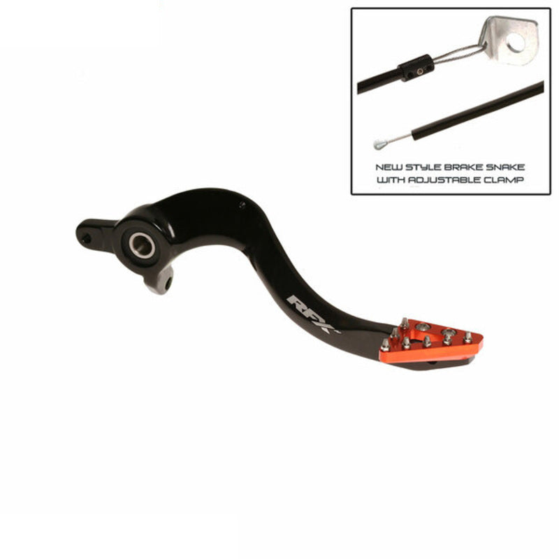 RFX Pro Series Solid-Tip Rear Brake Lever - Hard Anodised Black/orange