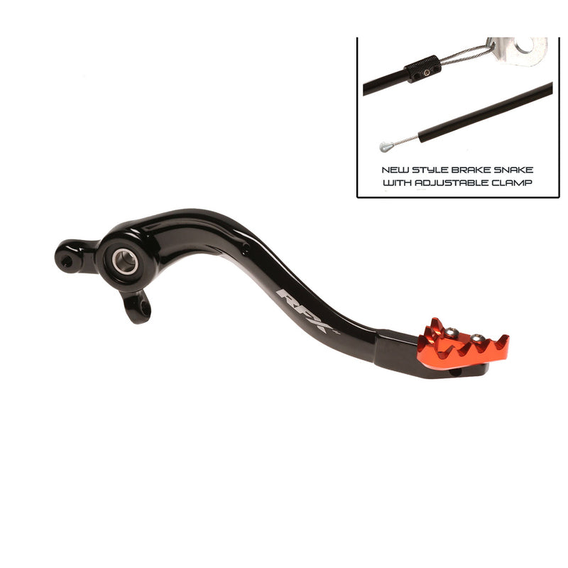 RFX Pro Series Solid-Tip Rear Brake Lever - Hard Anodised Black/orange