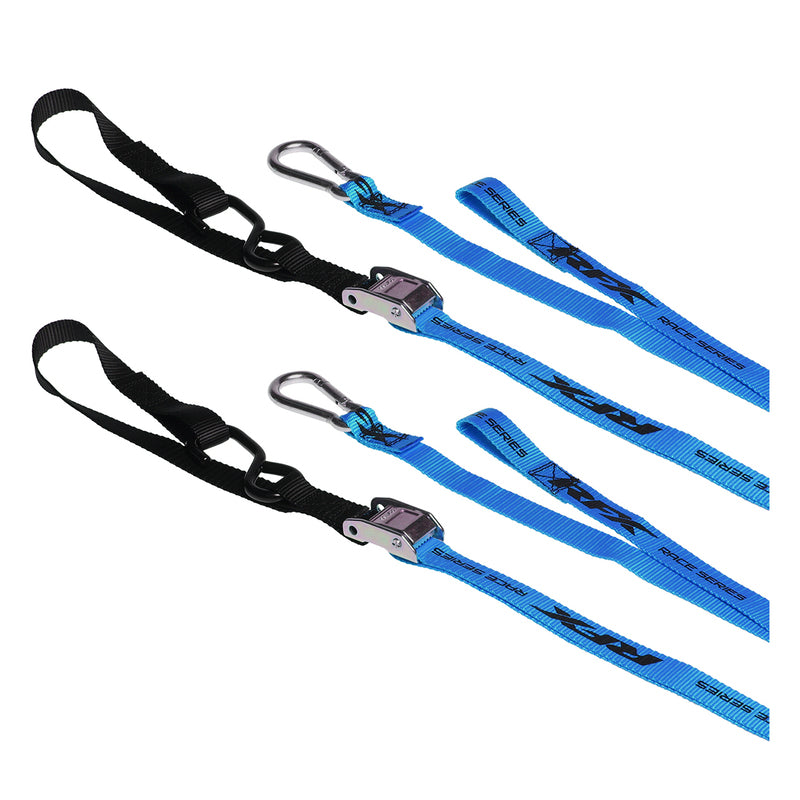 RFX Race Series  Tie Downs with extra loop & carabiner clip - Blue/black