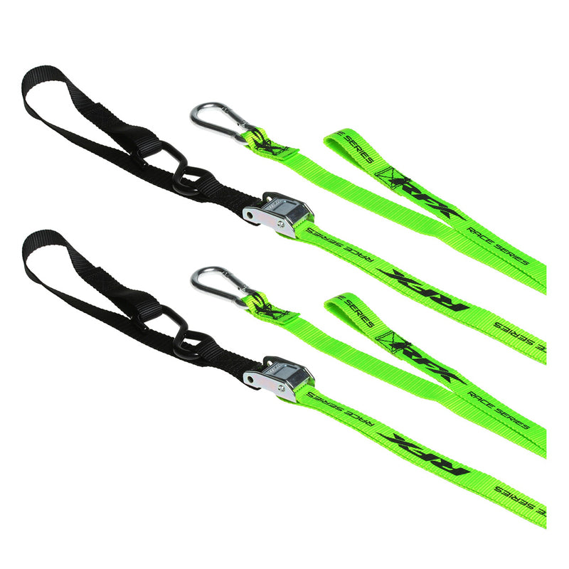 RFX Race Series  Tie Downs With Extra Loop & Carabiner Clip - Hi-viz/black