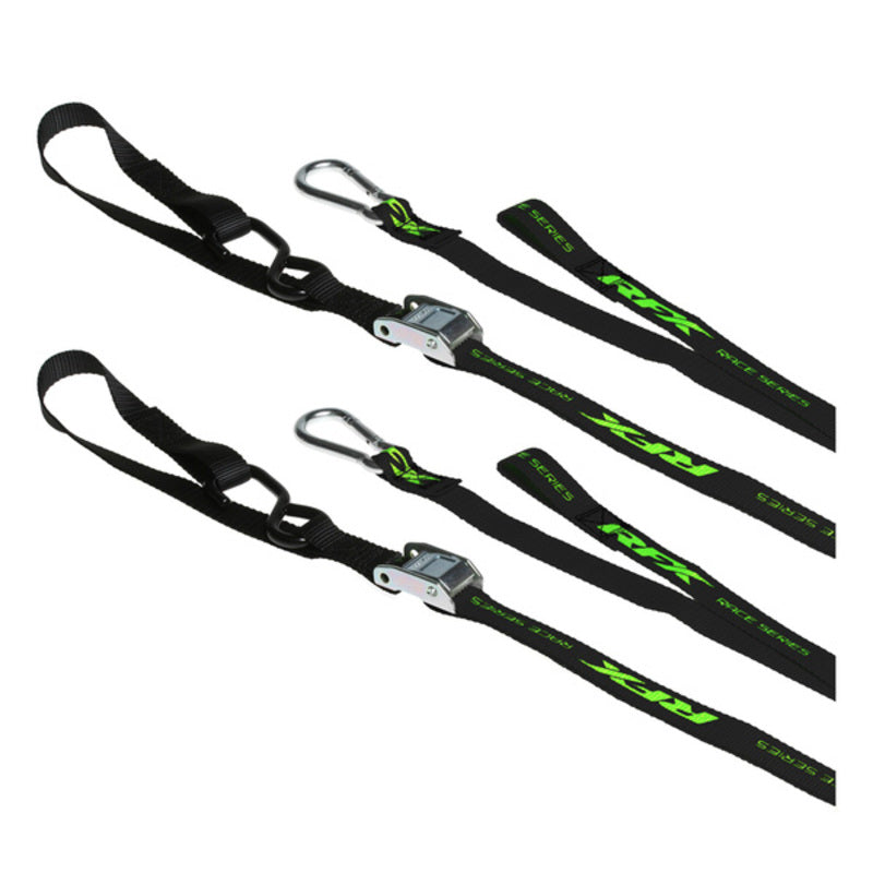 RFX Race Series  Tie Downs with extra loop and carabiner clip - Black/hi-viz Le