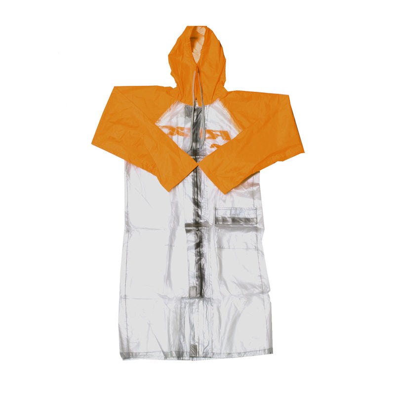 RFX Race Series Rain Coat Long Size Adult Medium - Clear/orange