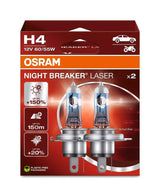 OSRAM H4 Night Breaker Laser Light Bulbs 12V 60/55W P43t-38 - by pair
