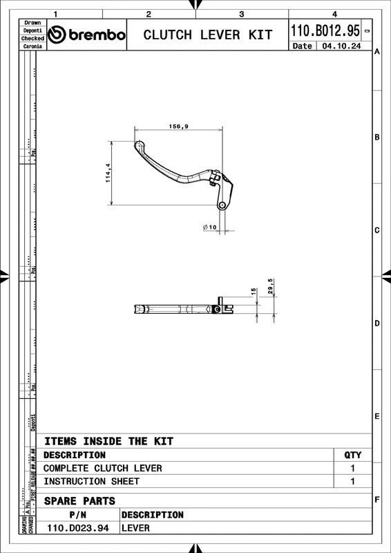 BREMBO UPGRADE RCS Style Clutch Lever