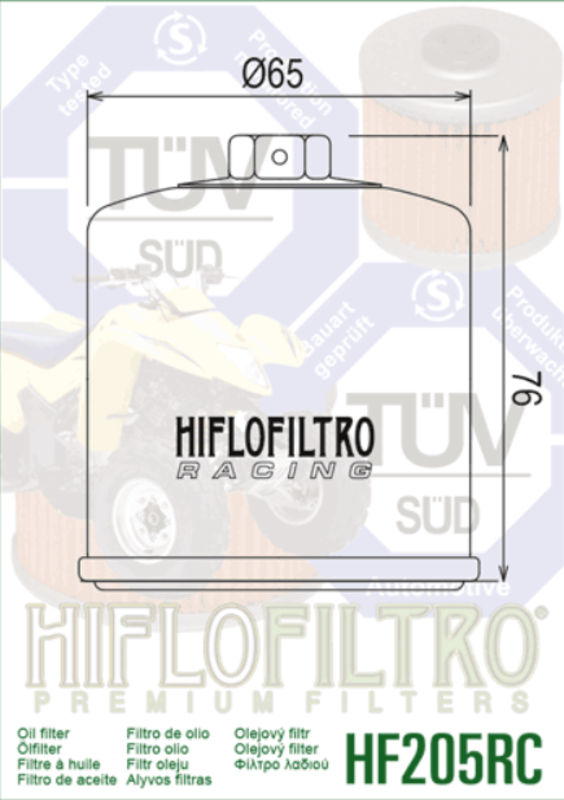 HIFLOFILTRO Racing Oil Filter - HF205RC