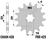 EK/PBR Chain kit 428 DEH - 15/42-128 - Steel Standard Rear Sprocket