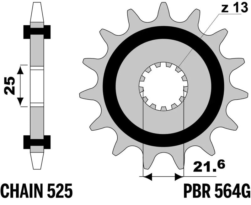 EK/PBR Chain kit 525 ZVX3 - 15/43-114 - Steel Standard Rear Sprocket