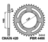 EK/PBR Chain kit 420 SR - 11/53-134 - Steel Standard Rear Sprocket
