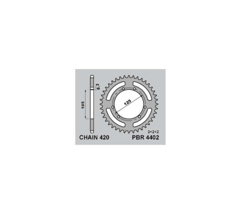 EK/PBR Chain kit 420 SR - 11/62-140 - Steel Standard Rear Sprocket