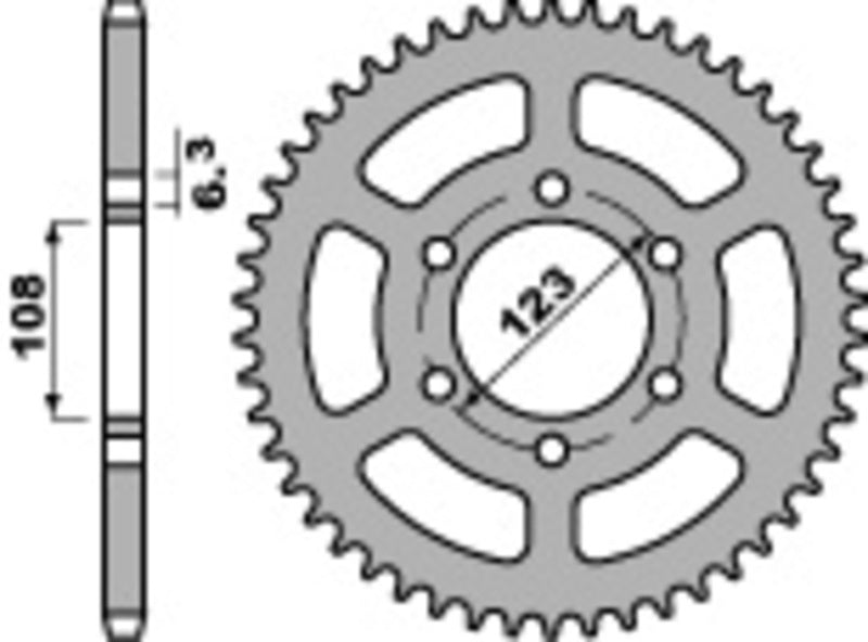EK/PBR Chain kit 420 SR - 11/53-132 - Steel Standard Rear Sprocket