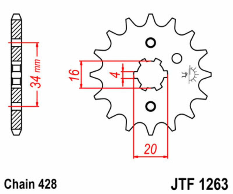 JT/JT Chain Kit 428HDR 15/34 Standard - Standard Rear Sprocket