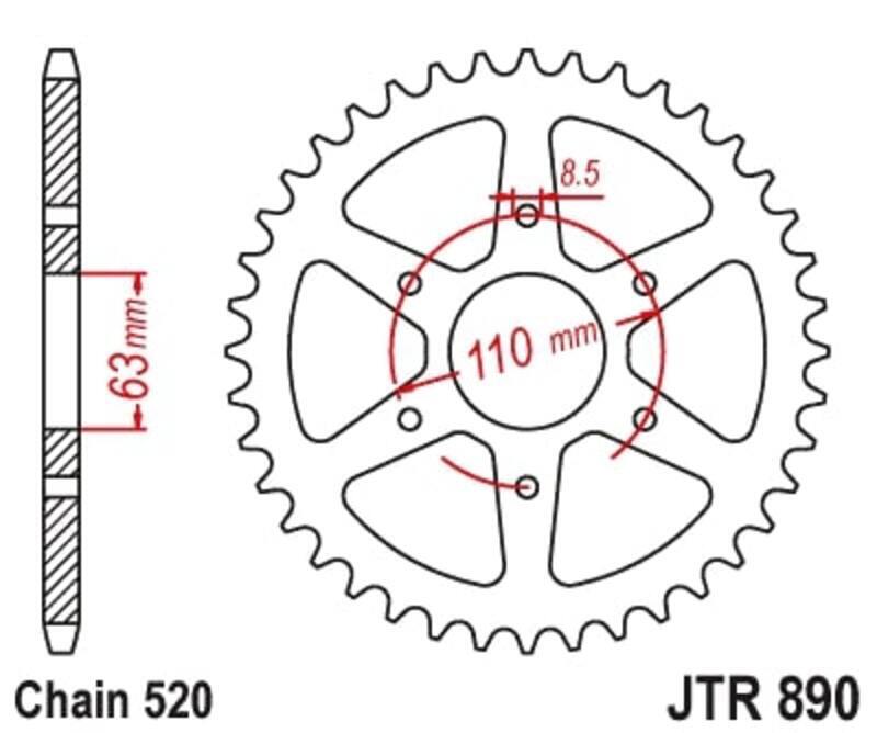 JT/JT Chain Kit 520HDS 15/45 Standard - Standard Rear Sprocket