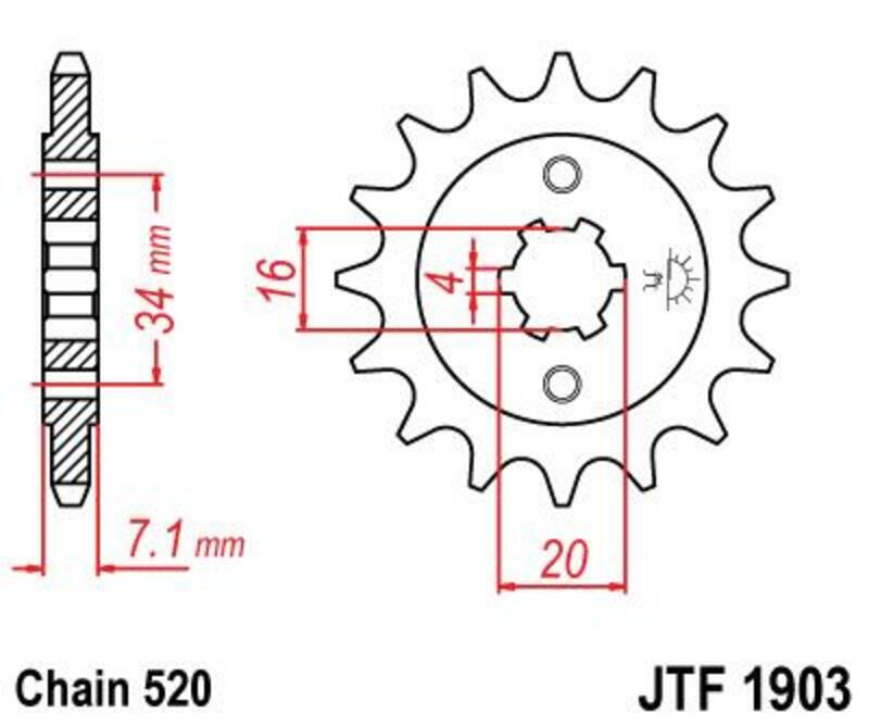 JT/JT Chain Kit 520HDS 15/45 Standard - Standard Rear Sprocket