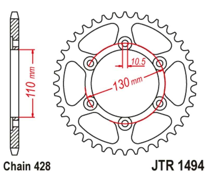 JT/JT Chain Kit 428HDR 16/56 Standard - Standard Rear Sprocket