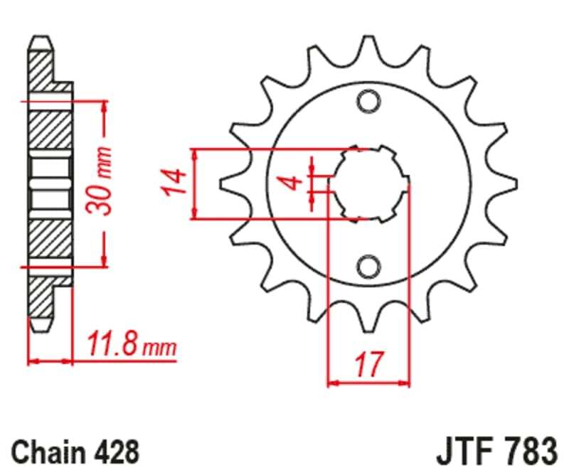 JT/JT Chain Kit 428HDR 14/37 Standard - Standard Rear Sprocket