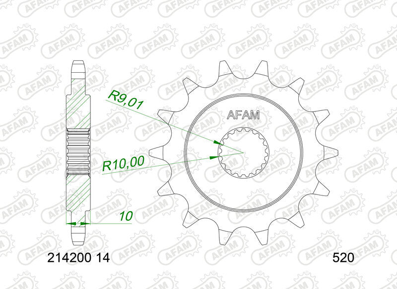 AFAM Chain Kit 520XLR2 14/69  - Standard Rear Sprocket
