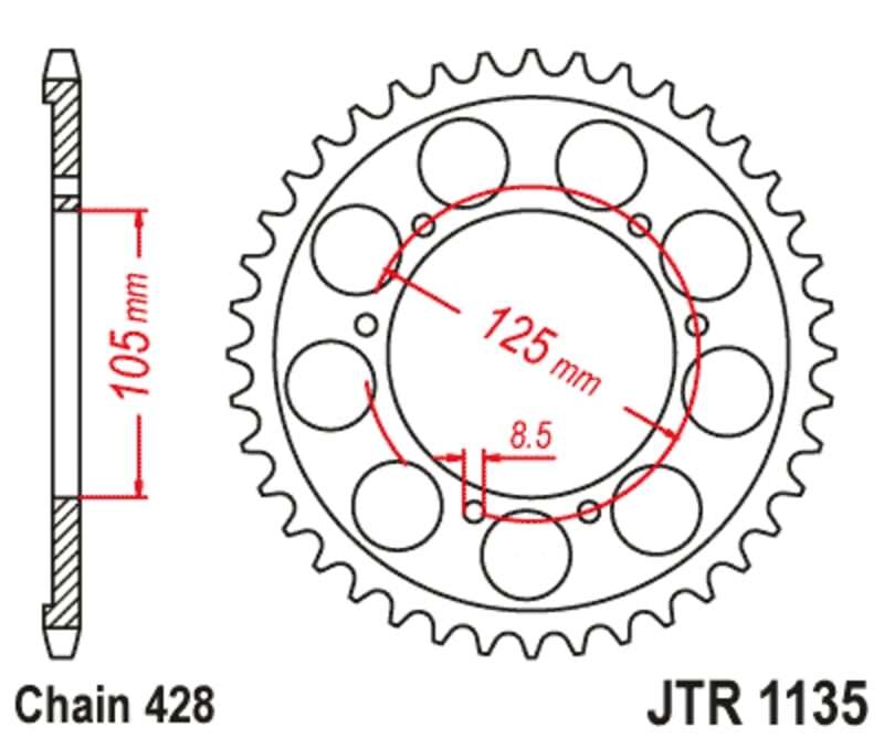 JT/JT Chain Kit 428HDR 13/69 Standard - Standard Rear Sprocket
