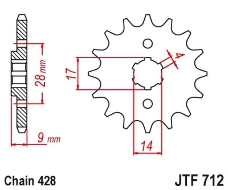 JT/JT Chain Kit 428HDR 13/69 Standard - Standard Rear Sprocket