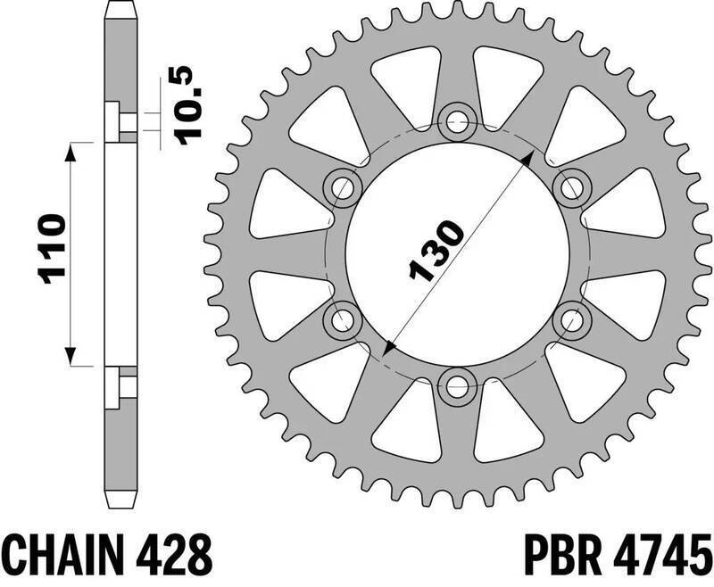 EK/PBR Chain kit 428 SR - 16/56-132 - Steel Standard Rear Sprocket