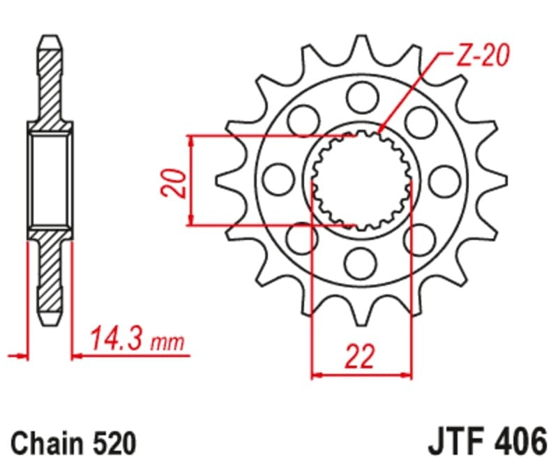 EK/PBR Chain kit 520 SROZ2 - 16/40-112 - Steel Standard Rear Sprocket