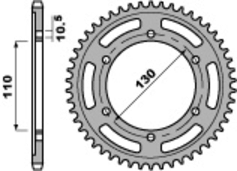 EK/PBR Chain kit 525 SRX2 - 17/50-126 - Steel Standard Rear Sprocket