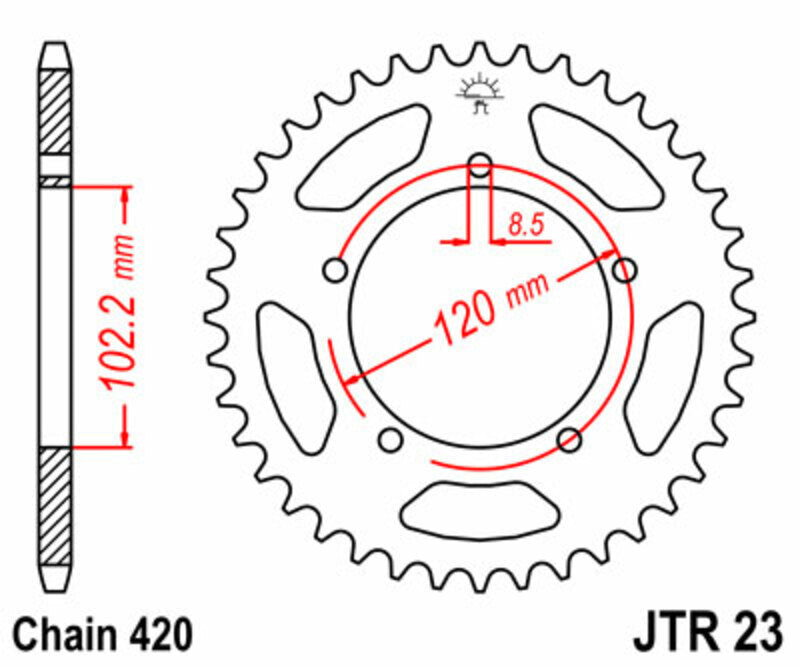 JT Chain Kit 520HDR 12/47/122 Standard - Standard Rear Sprocket