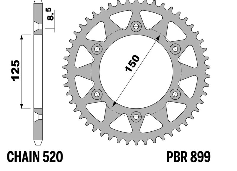 EK/PBR Chain kit 520 SRX2 - 15/46-118 - Steel Standard Rear Sprocket