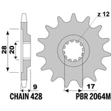 EK/PBR Chain kit 428 DEH - 14/62-140 - Alu Standard Rear Sprocket