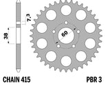 EK/PBR Chain kit 415 RR - 13/34-110 - Steel Standard Rear Sprocket