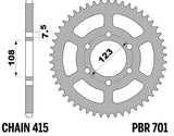 EK/PBR Chain kit 415 RR - 13/50-126 - Steel Standard Rear Sprocket