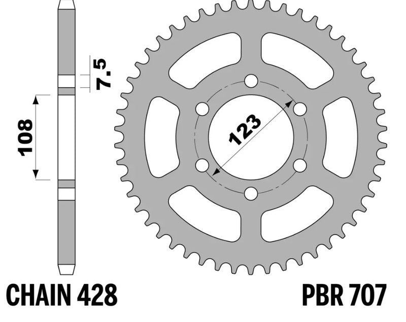 EK/PBR Chain kit 428 DEH - 12/49-132 - Steel Standard Rear Sprocket